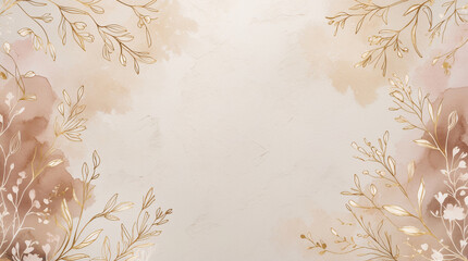 Exquisite vintage wedding invitation card with golden line art floral design and watercolor accents soft pastel tones romantic wedding decor wedding card invitation design inspiration