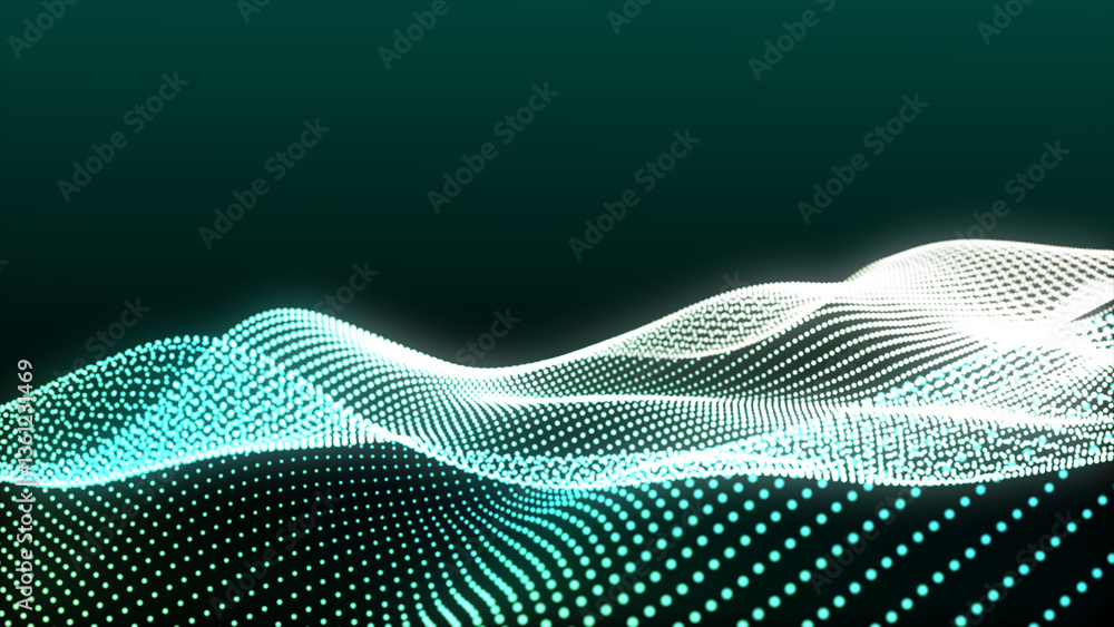 Poster abstract digital dot wave animation. looping background made from trapcode form