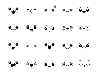 A collection of cartoon faces with different expressions