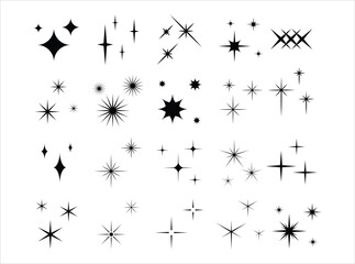 A collection of stars in various sizes and shapes