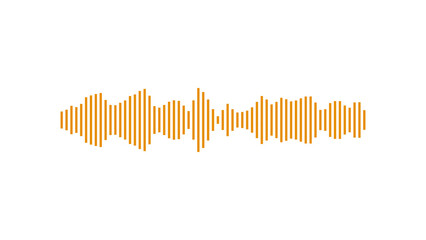 Audio music sound waveform. Abstract yellow sound waves on white background. Audio wave digital frequency