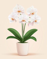 Obraz premium Beautiful white orchid plant in a simple pot, perfect for home decoration and gifts.