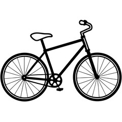 Bicycle Vector Silhouette - Simple Line Art SVG