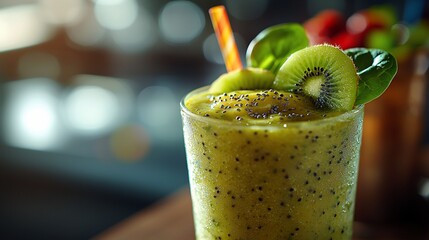 Kiwi Smoothie in Bar Setting