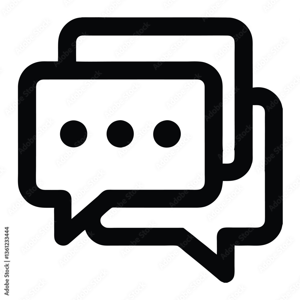 Poster minimal chat bubble icon – black vector speech bubble with dots for messaging, social media, and ui 