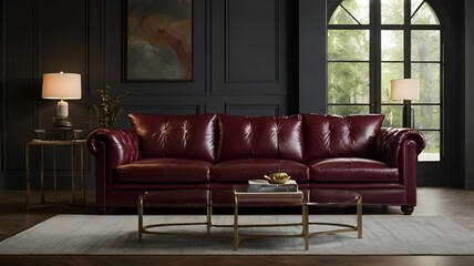 Fototapeta premium Elegant deep burgundy sofa