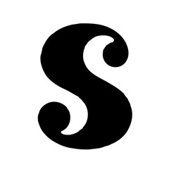 Bold 'S' Letter Design, Isolated on White Space