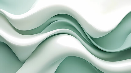 Fototapeta premium Abstract Flowing Curves in Light Green and White