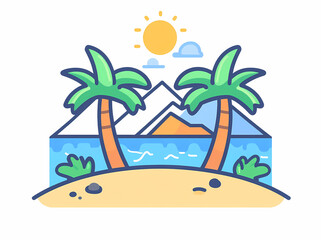 Obraz premium Tropical Island Paradise Sketch