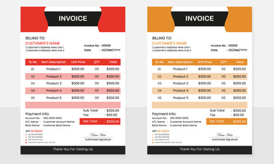 Modern invoice payment layout template
