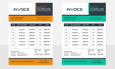 Modern invoice payment layout template