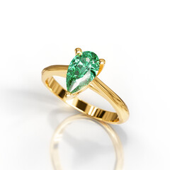 Exquisite Solitaire Ring with Tear Drop Gemstone