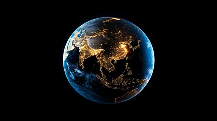 Earth at Night: A Digital Rendering of Illuminated Continents AI Generated