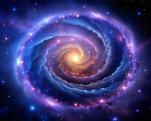 Obraz premium Spiral Galaxy in Space with Abstract Nebula and Stars background.