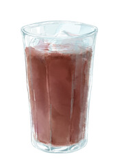 氷の入ったアイスココアの水彩イラスト