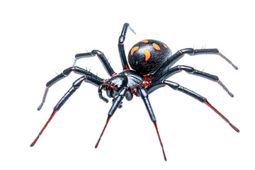 black spider with orange spots - isolated on white background