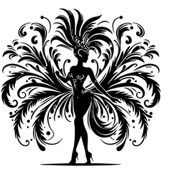 black silhouette woman dancer Brazil carnival
