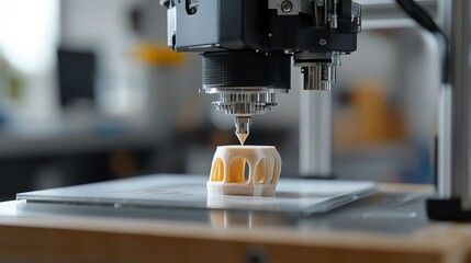 A 3D printer printing an ancient artifact replica in a museum lab