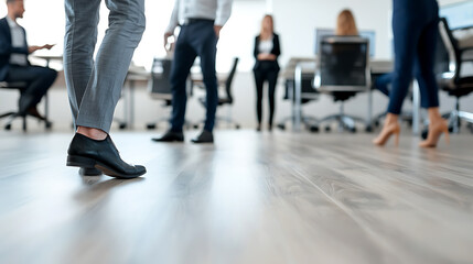 Office meeting in a modern workspace professional interaction business environment indoor perspective