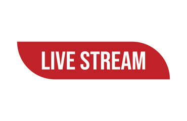 Red banner live stream isolated on white background.