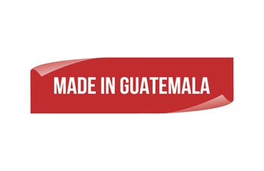 Red banner Made in Guatemala isolated on white background.