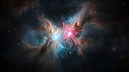 Fototapeta premium Cosmic Nebula: A Vibrant Deep Space Digital Painting AI Generated