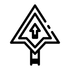 A line style icon of a road signboard with an arrow sign 
