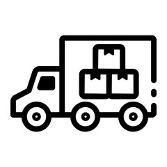 A truck sign showing loading area, line style icon 
