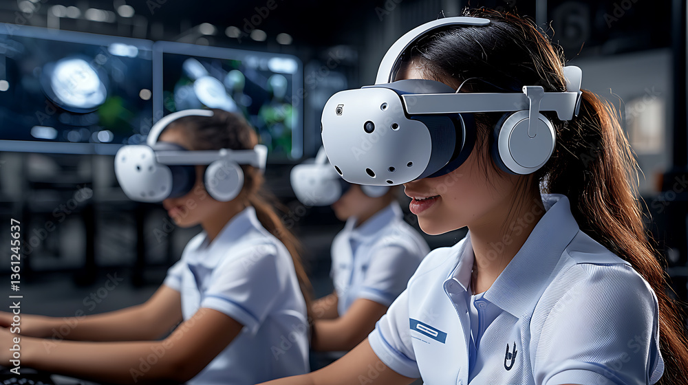 Poster virtual reality experience in a high-tech lab engaging students in interactive learning