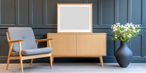 Modern interior showcasing furniture art and floral arrangement