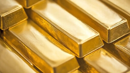 Gold bars displayed in a vault luxury investment financial hub indoor close-up perspective
