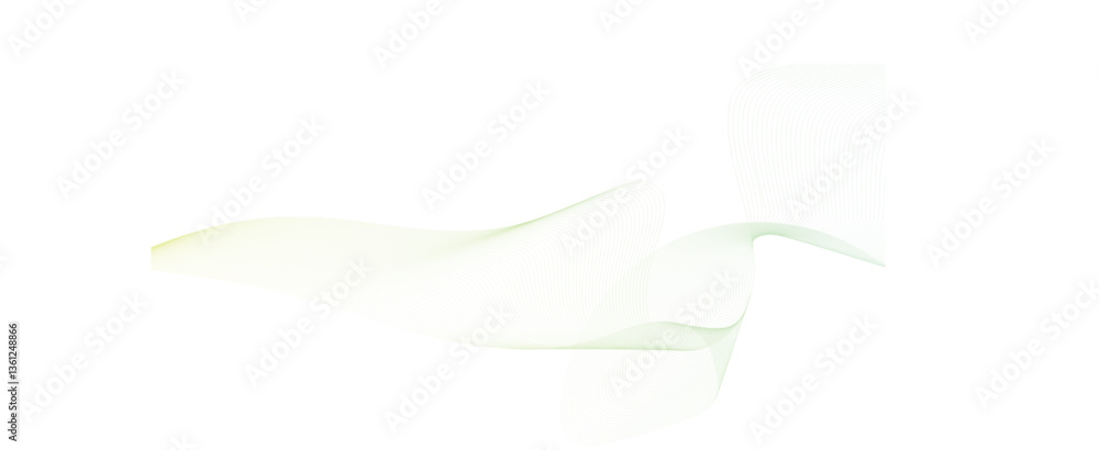 Aufkleber abstract wavy and curve line art flowing dynamic gradient green isolated on transparent background i