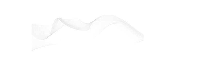 Undulate Grey Wave Swirl, frequency sound wave, twisted curve lines with blend effect. Technology, data science, geometric border. Isolated on white background. Vector illustration.