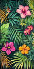 Vibrant Tropical Floral Pattern