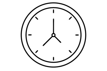 Minimalist Black and White Clock Line Art SVG