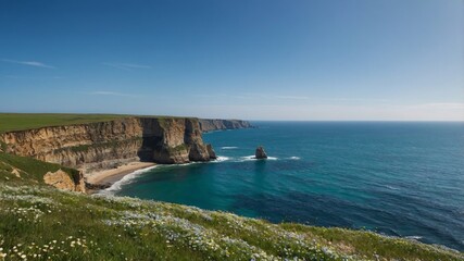 Obraz premium Breathtaking Coastal Landscape with Cliffs and Clear Blue Waters