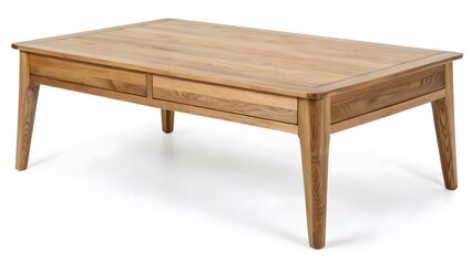 Scandinavian-Style Coffee Table with a Natural Wood Finish, Isolated on a White Background, perfect for contemporary home interiors, Professional Home Decor Stock Image