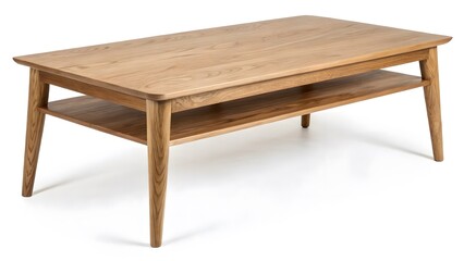 Fototapeta premium Scandinavian-Style Coffee Table with a Natural Wood Finish, Isolated on a White Background, perfect for contemporary home interiors, Professional Home Decor Stock Image