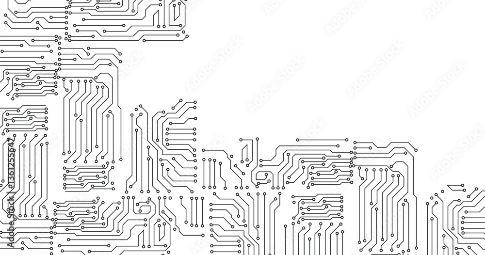 Poster electronics board. circuit board electronic hi tech pattern. vector abstract computer chip. black mo