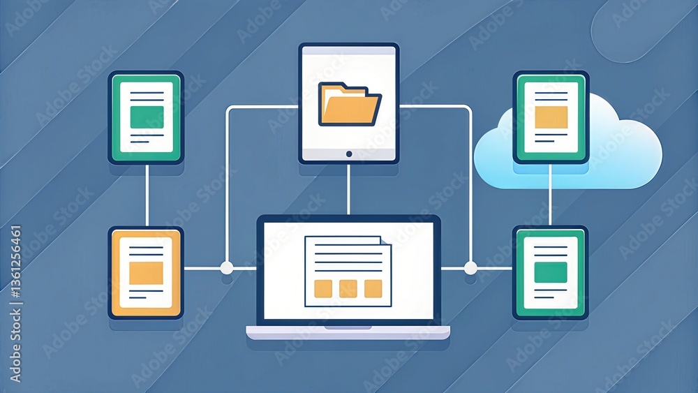 Poster digital file management system with cloud connectivity and devices.