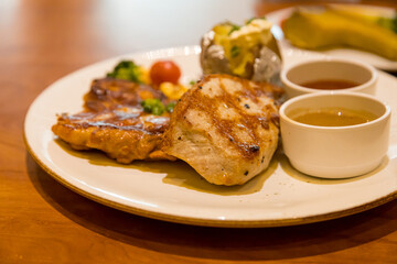 Grilled pork steak
