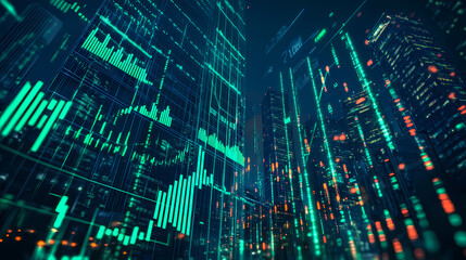 Obraz premium Digital Cityscape of Data Visualization