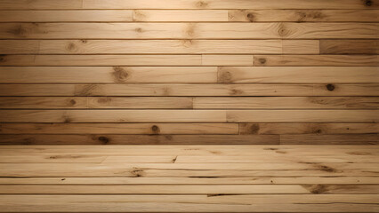 Fototapeta premium A detailed image of clean wood planks with a warm, golden hue, creates a welcoming and natural background with a floor perspective.