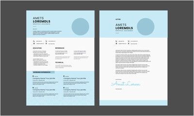 Obraz premium Professional modern and minimal resume CV, Clean and modern resume portfolio CV template