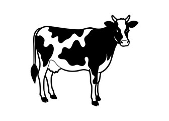 Black and White cow vector black silhouette vector illustration white background