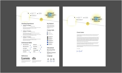 Fototapeta premium Professional modern and minimal resume CV, Clean and modern resume portfolio CV template