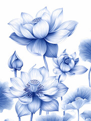 Obraz premium Beautiful Light Blue Lotus Flower Painting