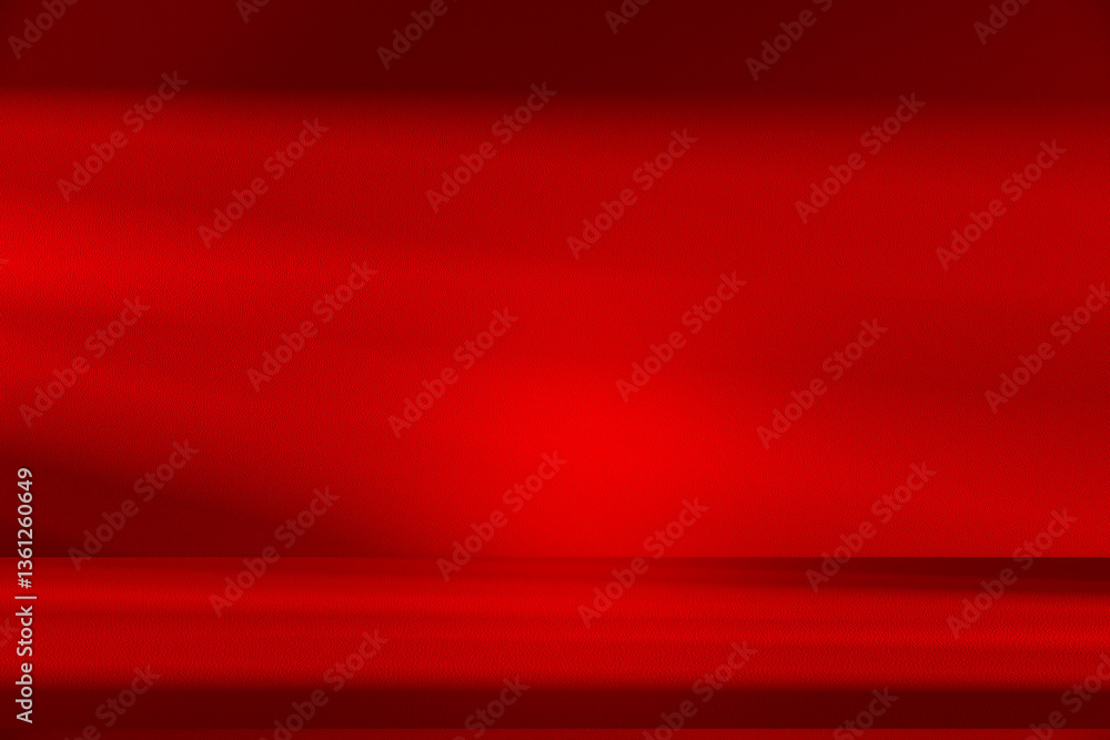 Poster Wall interior background, studio and backdrops show products.with shadow from window color Red background for text insertion and presentation product	
