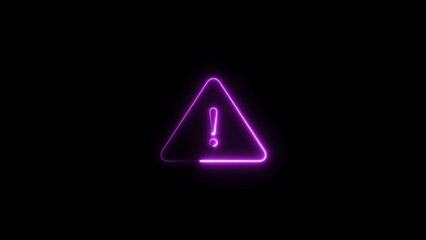 Attention warning symbol. Neon alert warning icon illustration. 