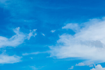 Panorama of cloud clear sky background for summer vacation concept at ocean and summer sea water...